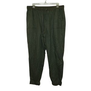 Melrose Market Green Linen Pant Crop Drawstring Elastic Waist Womens Size Large